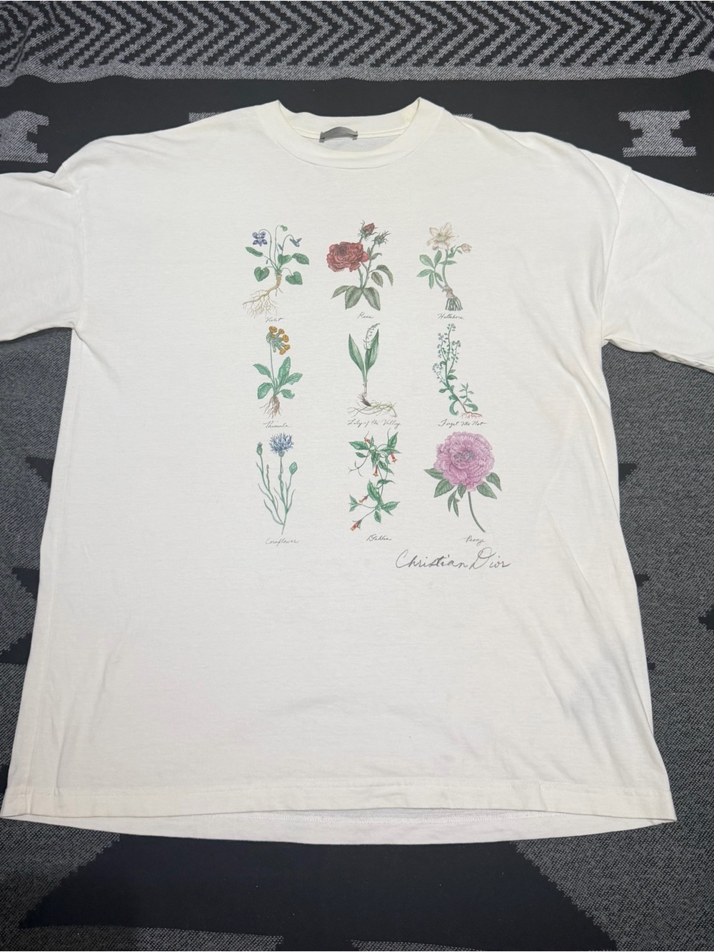 Dior White short sleeve flower Tee size small men’s